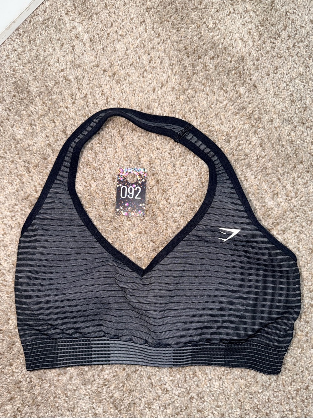 92. Gymshark Black Striped Seamless Sportsbra